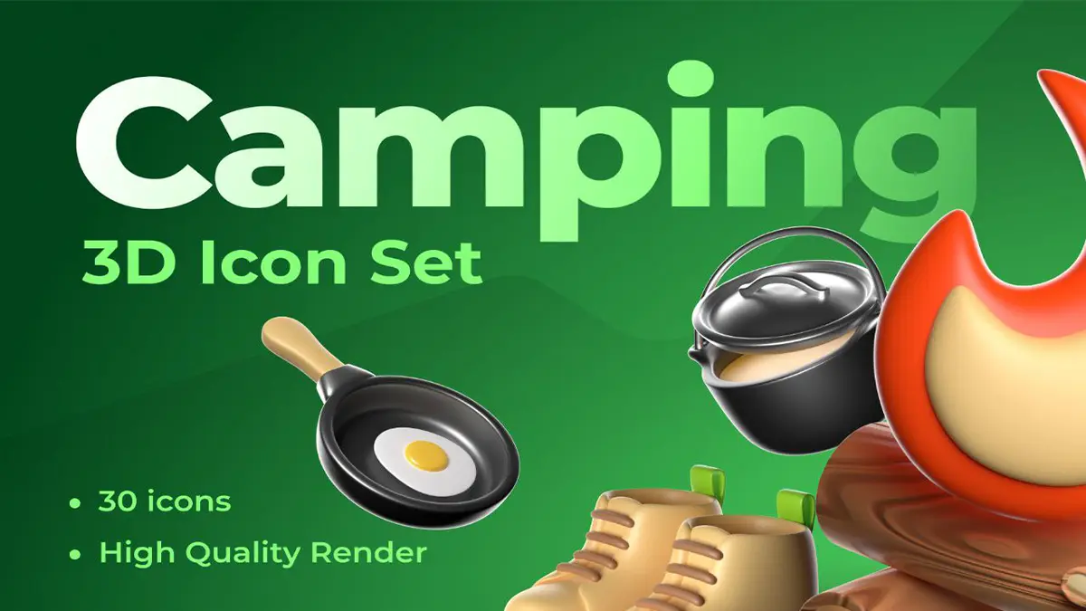 مجموعه ایکون های کمپینگ سه بعدی